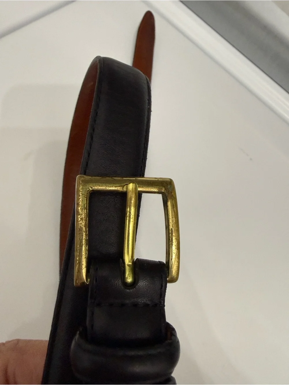 Vintage 90s Coach Black Leather Cowhide Belt with Solid Brass Buckle